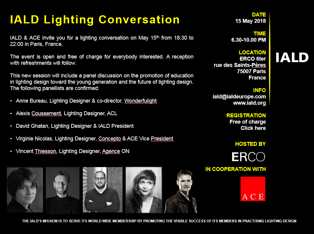 IALD Lighting conversation, mardi 15 mai chez Erco à Paris